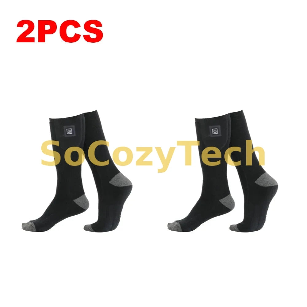 1/2/3Pair Winter Heated Socks Anti Slip Battery Powered Cold-Proof Skiing Sock Heating Warm Long Socks For Outdoor Skiing Hiking Socosytech