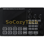 1080p60 4 Channel Camera Live Streaming Video Switcher with Screen Video Capture Card Mic Line in Audio Mixing Video Recording Socosytech