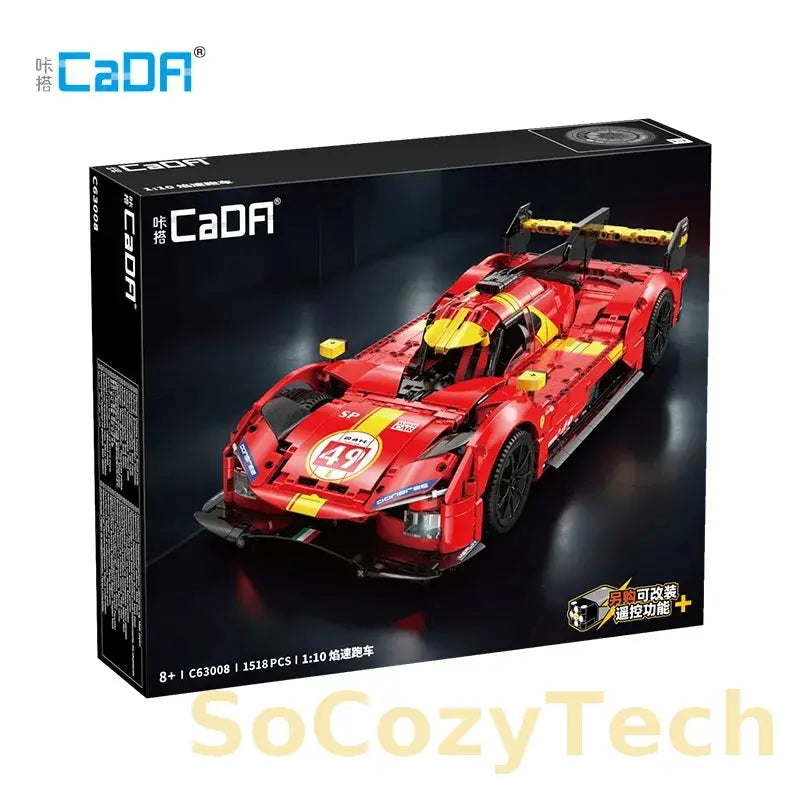 1518Pcs 1:10 Cada MOC City Remote Control Flame Racing Car Model Building Blocks RC V6 Sports Vehicle Bricks Toys Festival Gifts Socosytech