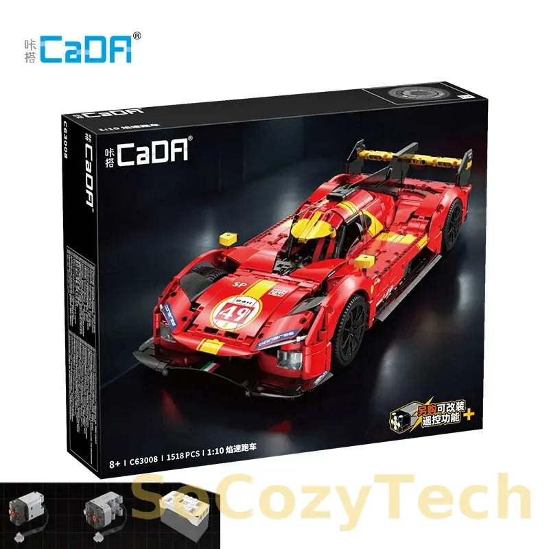 1518Pcs 1:10 Cada MOC City Remote Control Flame Racing Car Model Building Blocks RC V6 Sports Vehicle Bricks Toys Festival Gifts Socosytech