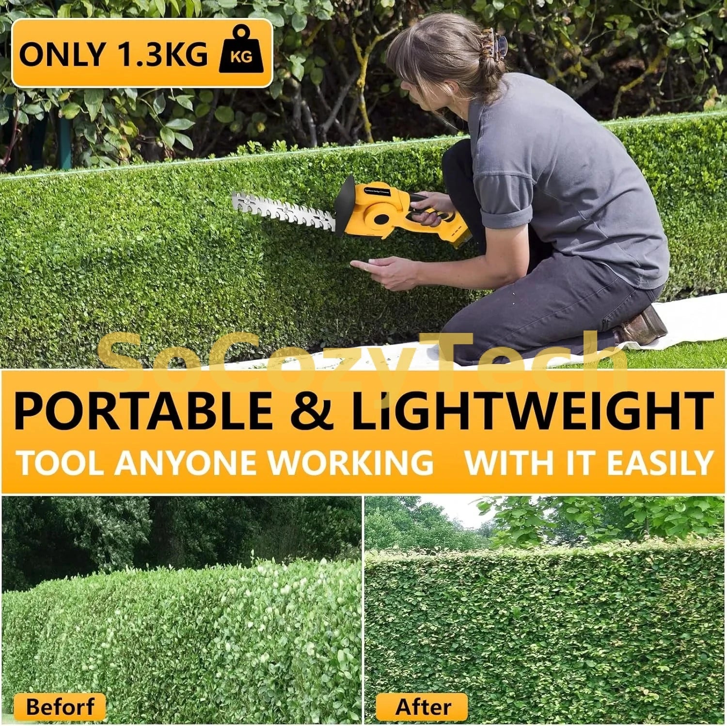 2-in-1 Cordless Hedge Trimmer Grass Shear Multi-angle Cutting Long Running Time for DEWALT 20V Socosytech