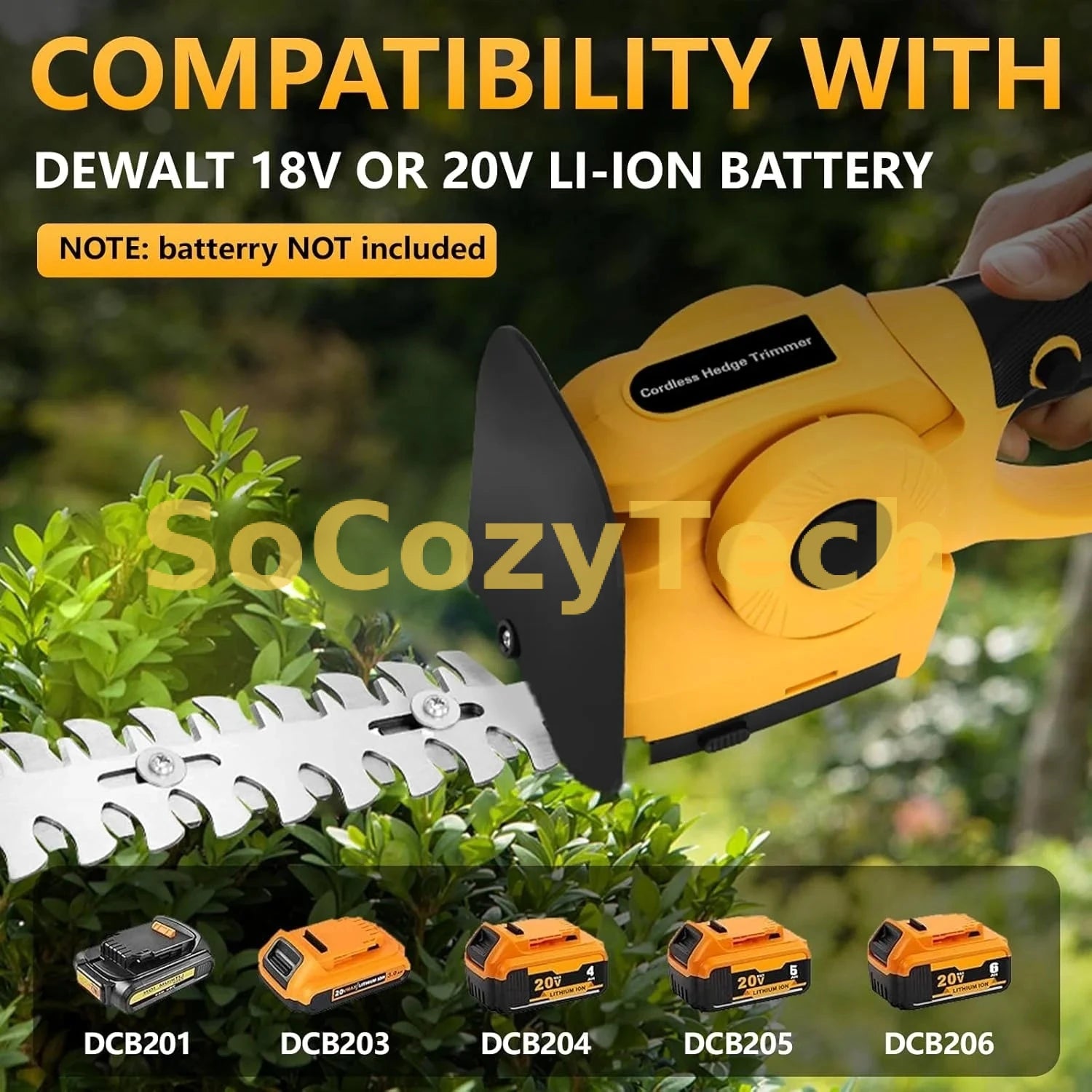 2-in-1 Cordless Hedge Trimmer Grass Shear Multi-angle Cutting Long Running Time for DEWALT 20V Socosytech