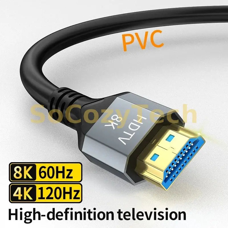 8K HDMI Cable High Speed Hdmi Cables Braided Nylon & Gold Connectors HDMI2.1 4K @ 120Hz 8K@60Hz for Laptop PS5 Xbox HDTV Socosytech