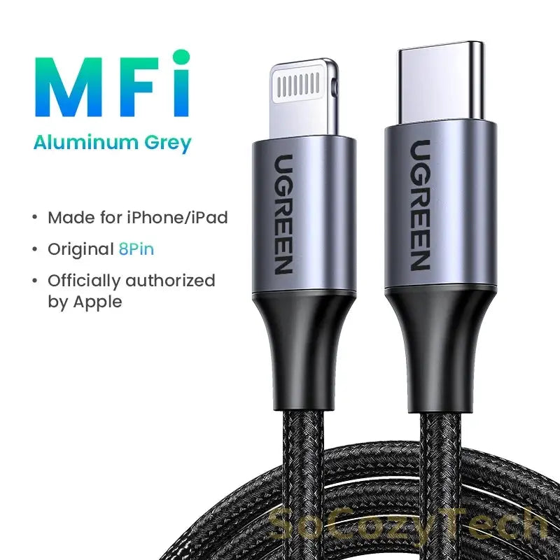 UGREEN MFi 20W PD USB C to Lightning Cable for iPhone 14 13 12 Pro Max Fast Charging Type C Cable for iPhone for iPad Socosytech