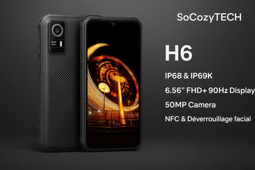 AGM H6 smartphone rugged 8GB 256GB IP68 IP69K avec écran 6.56 FHD 90Hz et caméra 50MP