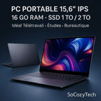 Ordinateur portable AKPAD 15,6″ IPS Full HD, 16Go RAM, SSD 1To, idéal bureautique, télétravail et études – SoCozyTech