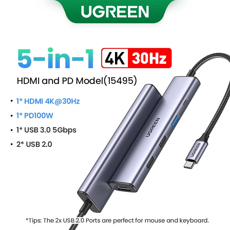 UGREEN Hub USB-C 5–13-en-1 – HDMI 8K / RJ45 10Gbps / USB 3.0 / PD 100W
