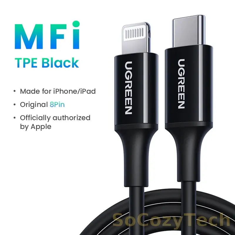 UGREEN MFi 20W PD USB C to Lightning Cable for iPhone 14 13 12 Pro Max Fast Charging Type C Cable for iPhone for iPad Socosytech