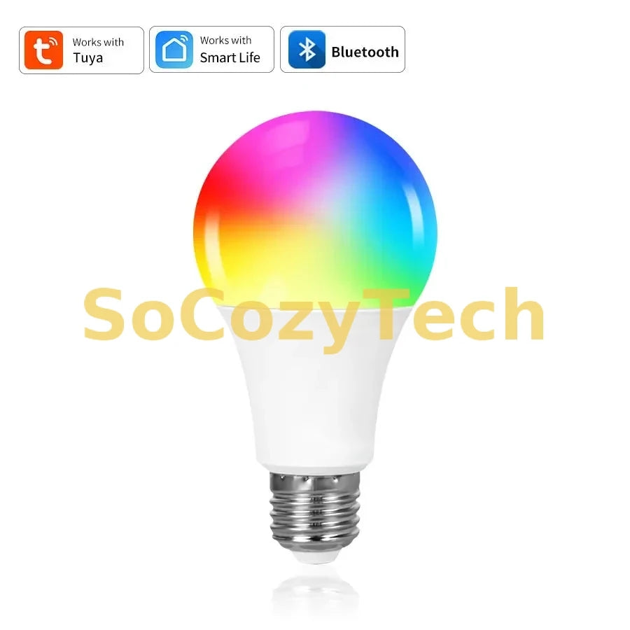 Ampoule LED Connectée Tuya Smart Life – RGB Bluetooth 9W E27 avec Télécommande SoCozyTech