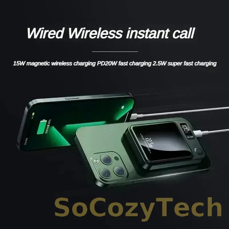 Batterie Externe 30000mAh Magnétique 15W – Charge Rapide & Sans Fil Socosytech