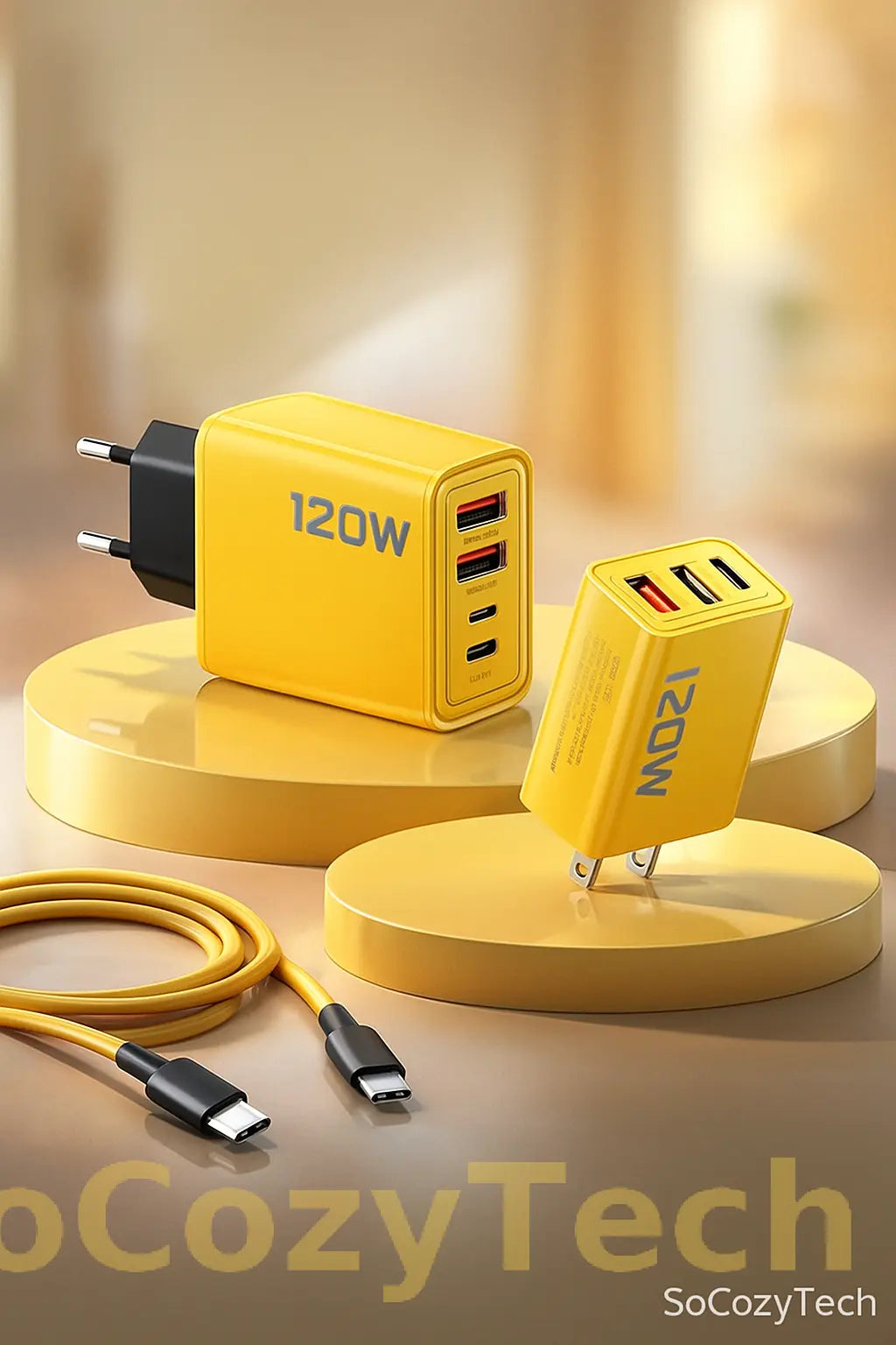 Chargeur 120W – 4 Ports USB & USB-C | Super Charge Rapide Socosytech