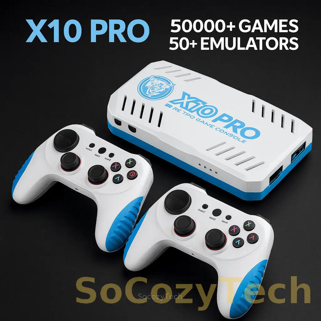 Console TV Rétro X10 Pro – 50 000 Jeux, 4K, 128 Go + 2 Manettes Socosytech