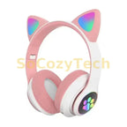 Cute Cat Wireless Headphones RGB Cute Cat Ears Headset With Microphone Noise Cancelling Kid Stereo Music Children's Gifts Socosytech