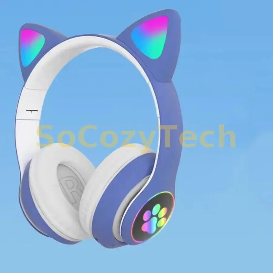 Cute Cat Wireless Headphones RGB Cute Cat Ears Headset With Microphone Noise Cancelling Kid Stereo Music Children's Gifts Socosytech
