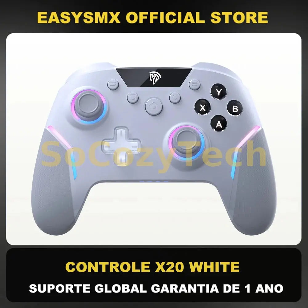 EasySMX X20 Wireless Gamepad Enhanced Controller Compatible with PC/NS/TV/Phone/Laptop, Hall Micro Triggers Joystick RGB Effect Socosytech