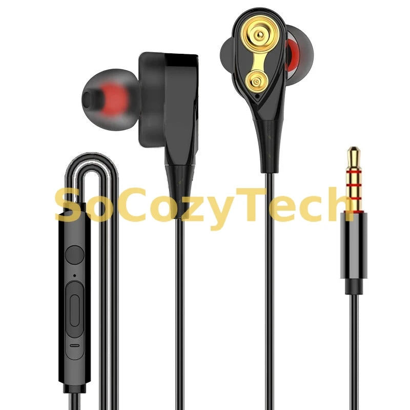 🎧 Écouteurs filaires double bobine – Son 3D Surround & Basses puissantes avec micro intégré SoCozyTech