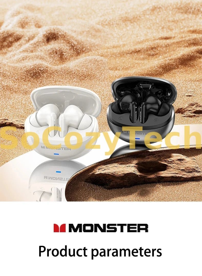 🎧 Écouteurs sans fil Monster MQT39 – Bluetooth 5.3, Son HiFi & Réduction de bruit active SoCozyTech
