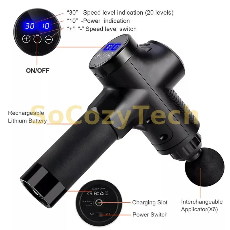 Fascial Massage Gun Electric Percussion Pistol Massager Body Neck Back Deep Tissue Muscle Relaxation Pain Relief Fitness Socosytech