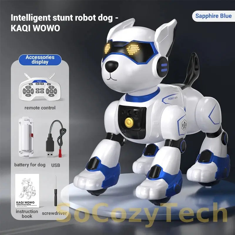 Funny RC Robot Electronic Dog Stunt Dog Voice Command Programmable Touch-sense Music Song Robot Dog for Boy Girls Children Toys Socosytech
