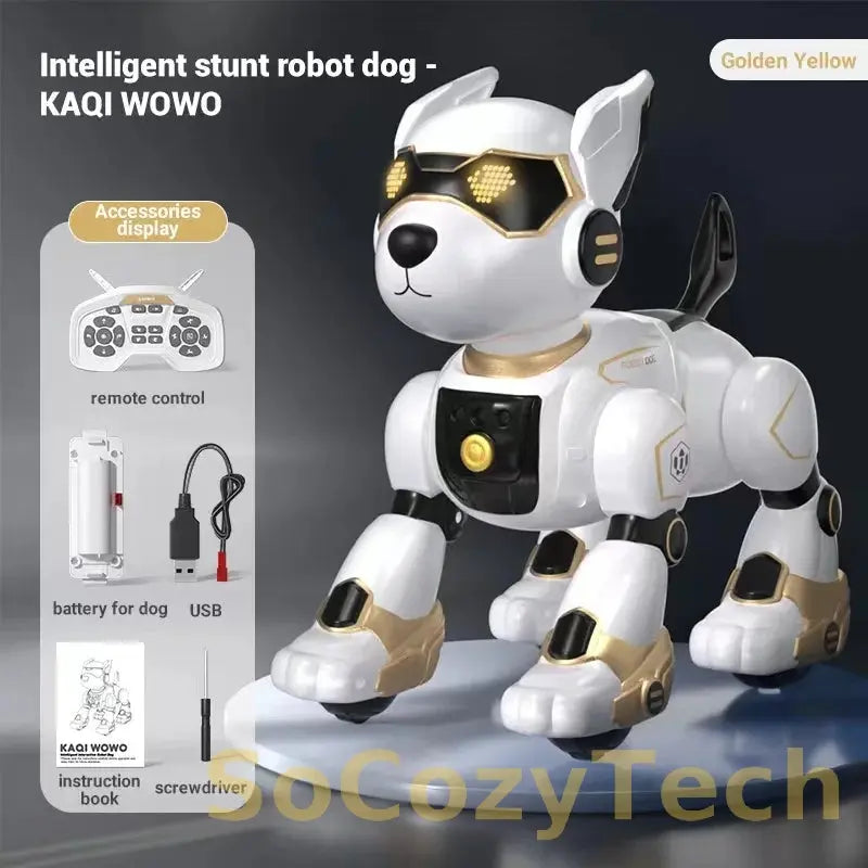 Funny RC Robot Electronic Dog Stunt Dog Voice Command Programmable Touch-sense Music Song Robot Dog for Boy Girls Children Toys Socosytech