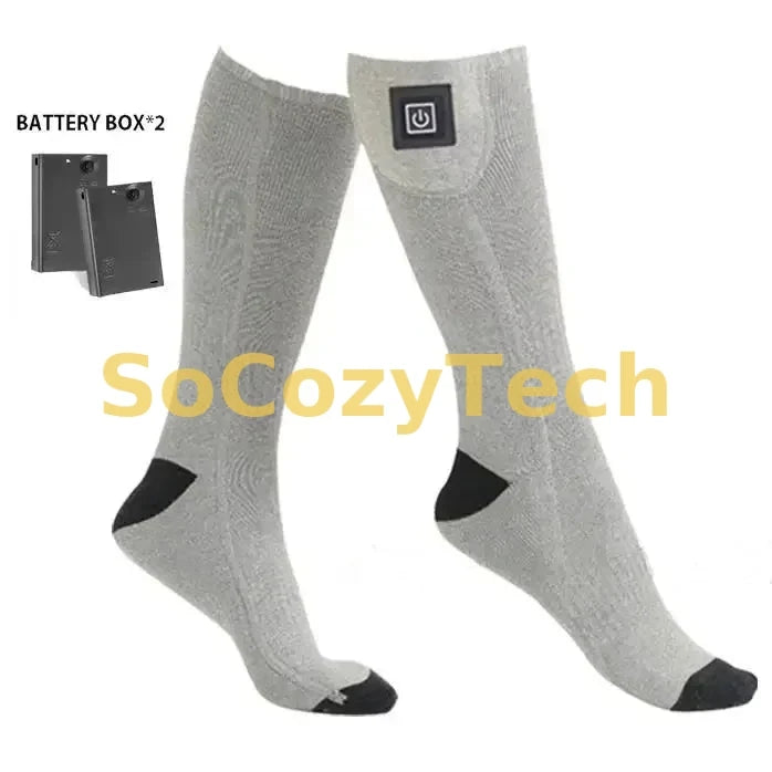 Heating Socks with Battery Box Rechargeable Anti-Cold Men Thermal Heated Foot Warmer Outdoor Camping Ski Sports Winter Socosytech
