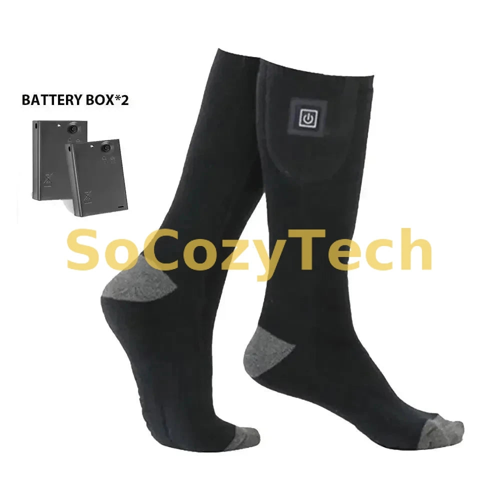 Heating Socks with Battery Box Rechargeable Anti-Cold Men Thermal Heated Foot Warmer Outdoor Camping Ski Sports Winter Socosytech
