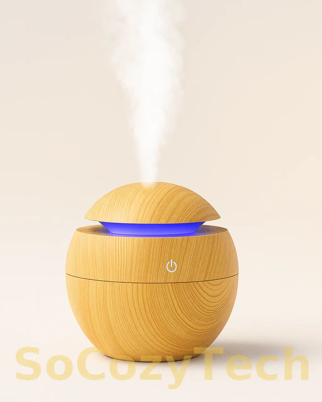 Humidificateur d'Air Sphérique Effet Bois–Diffuseur d'Huiles Essentielles USB & Purificateur d'Air SoCozyTech