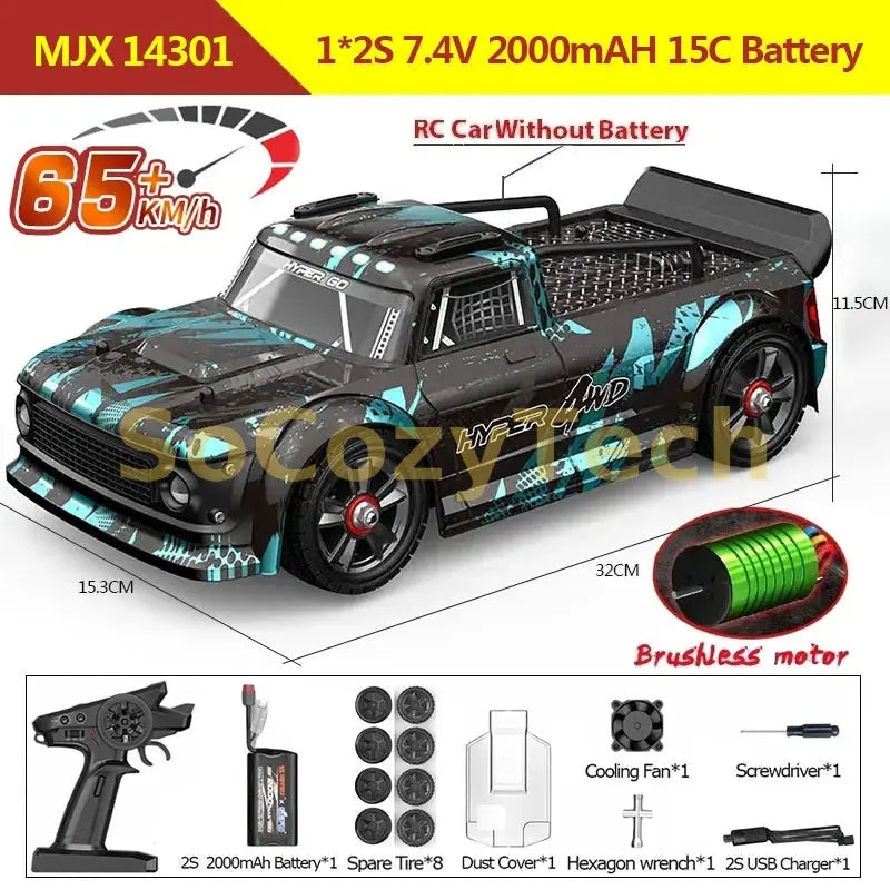 Hyper Go MJX 14301 14302 14303 1/14 4WD RC Car 65km/h Brushless 2.4G Remote Control Car Off-road High Speed RC Cars Truck Toy Socosytech