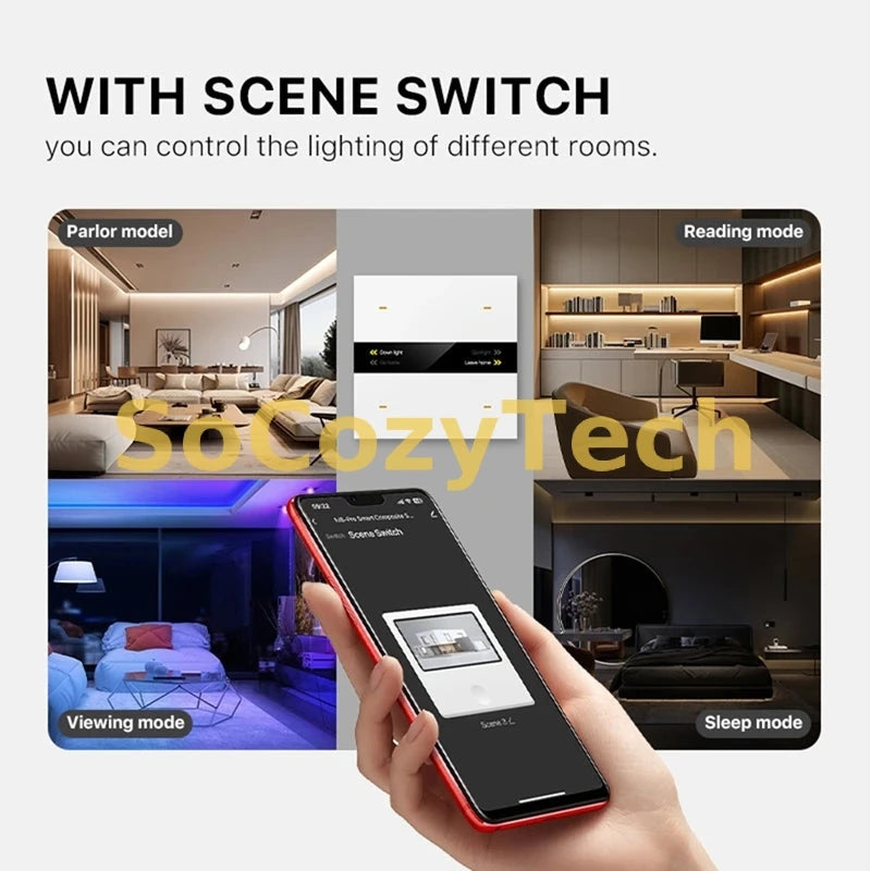 Interrupteur Intelligent ZigBee Tuya – Panneau Tactile Multifonction avec Scènes Personnalisables et Contrôle d’Éclairage Smart Life SoCozyTech