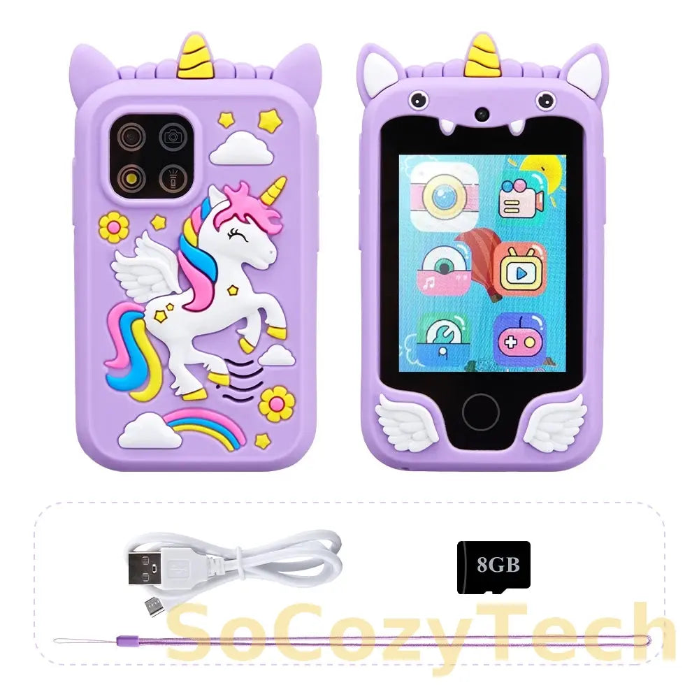 Kids Smart Phone Camera Toys Touchscreen Unicorn Baby Mobile MP3 Player Digital Camera Educational Toys for Girls Boys Age 3-8 Socosytech