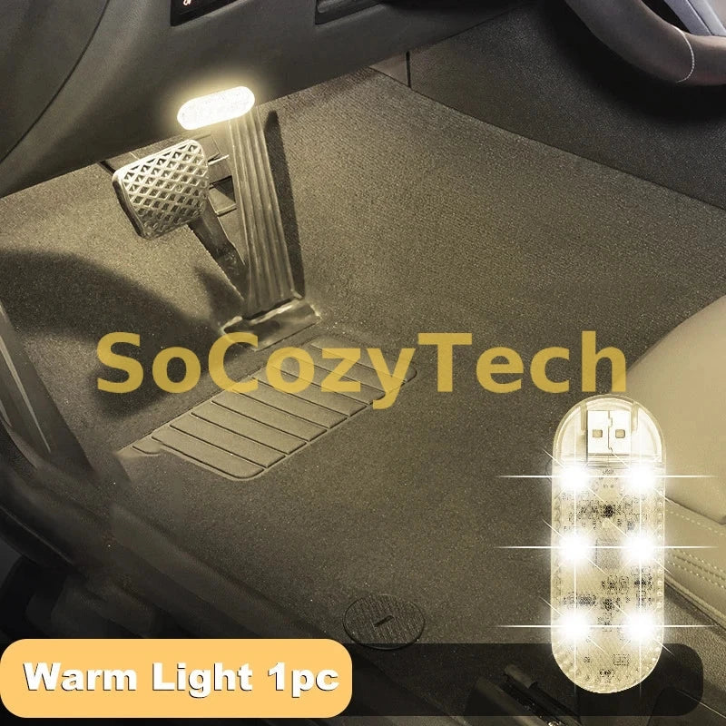 LED Car Mini Touch Light USB Charging Portable Auto Roof Ceiling Reading Night  Lamp Wireless Magnetic Decoration Ambinet Light Socosytech