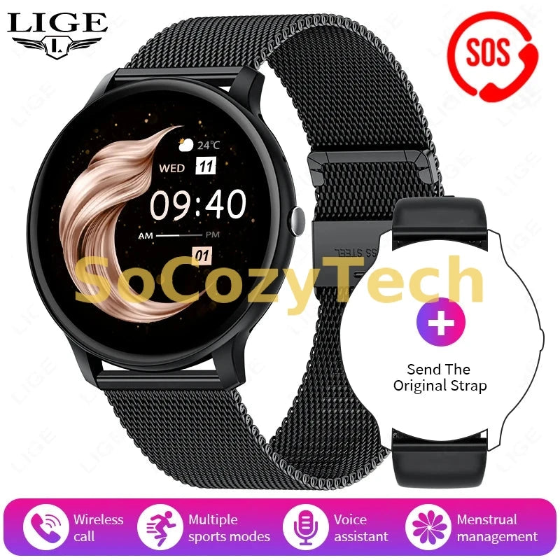 LIGE Smart Watch Women Men Bluetooth Call Sports Fitness Watches Heart Rate Health Monitor Smartwatch Ladies For Android iOS New Socosytech