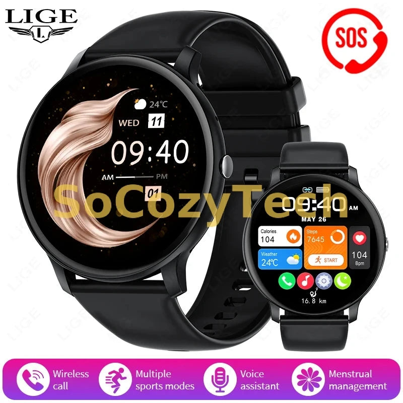 LIGE Smart Watch Women Men Bluetooth Call Sports Fitness Watches Heart Rate Health Monitor Smartwatch Ladies For Android iOS New Socosytech