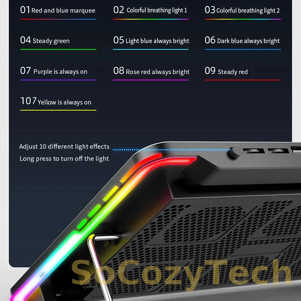 Laptop Cooler Laptop Cooling Pad 6 Quiet Fans High-speed Cooling Supports Laptop Accessories Cooler Notebook Base Radiator Socosytech