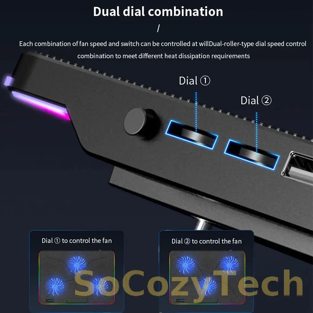 Laptop Cooler Laptop Cooling Pad 6 Quiet Fans High-speed Cooling Supports Laptop Accessories Cooler Notebook Base Radiator Socosytech