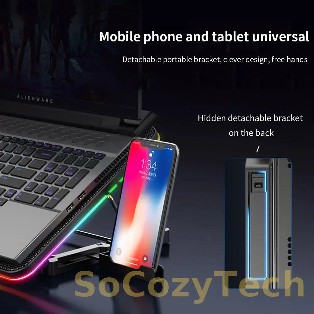 Laptop Cooler Laptop Cooling Pad 6 Quiet Fans High-speed Cooling Supports Laptop Accessories Cooler Notebook Base Radiator Socosytech