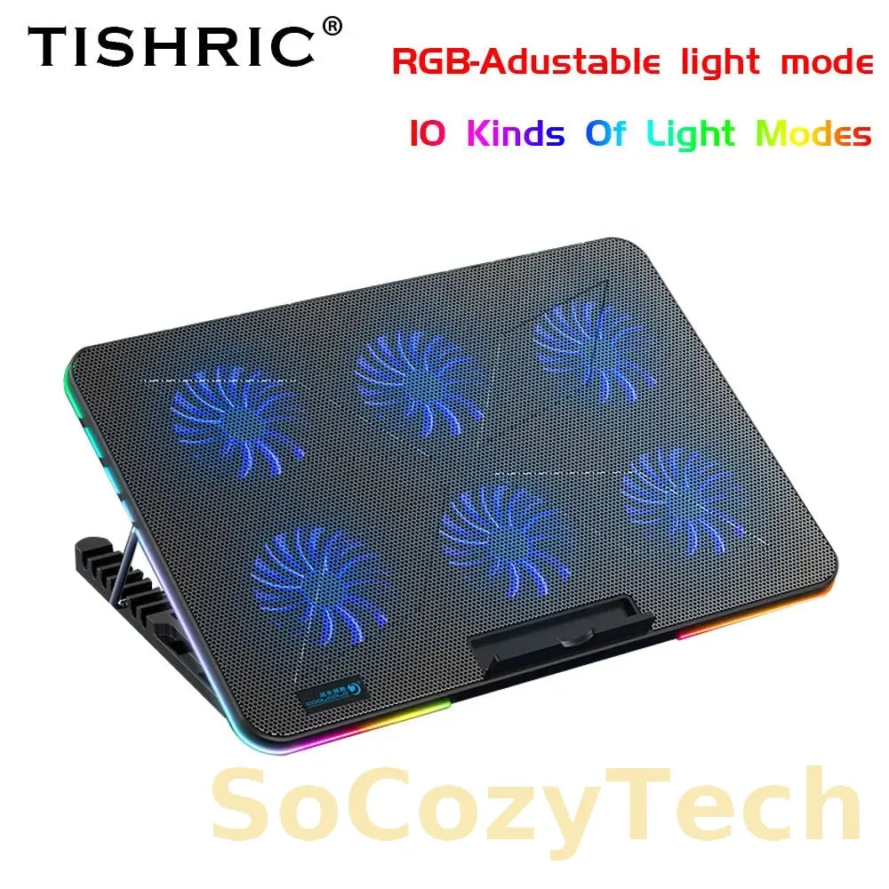 Laptop Cooler Laptop Cooling Pad 6 Quiet Fans High-speed Cooling Supports Laptop Accessories Cooler Notebook Base Radiator Socosytech