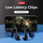 Lenovo X4 Bone Conduction Bluetooth Headphone Sports Earphone Waterproof Wireless Headset with Mic Ear Hook TWS Bass Hifi Stereo Socosytech