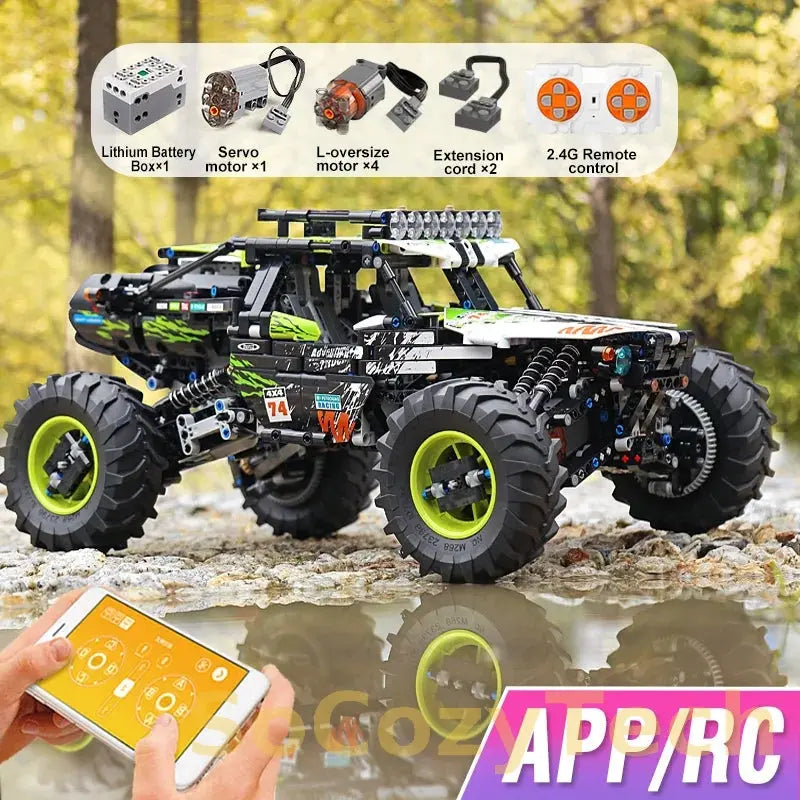 MOULD KING 18002 Technical Car Toys The MOC-19517 APP&RC Motorized 4WD RC Buggy Model Building Block Brick Kids Christmas Gift Socosytech
