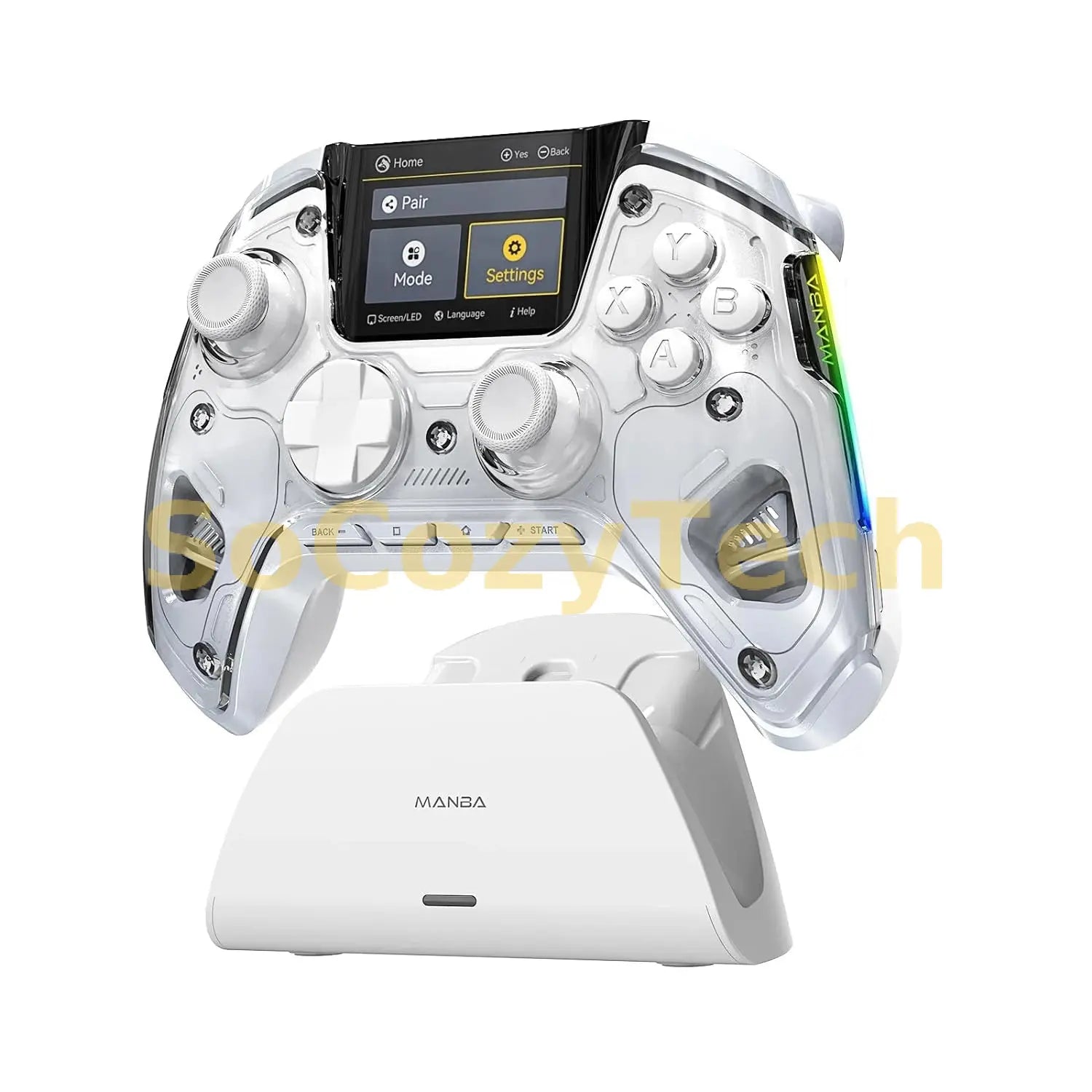 Mamba One V2 Wireless Gaming Controller for Switch/PC/iOS/Android Hall Effect Stick RGB Light 1800mAh with Charging Dock Socosytech