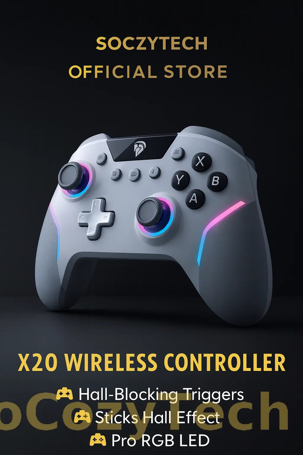 Manette Sans-Fil X20 – Hall Effect, RGB, Switch/PC/PS5/Mobile Socosytech