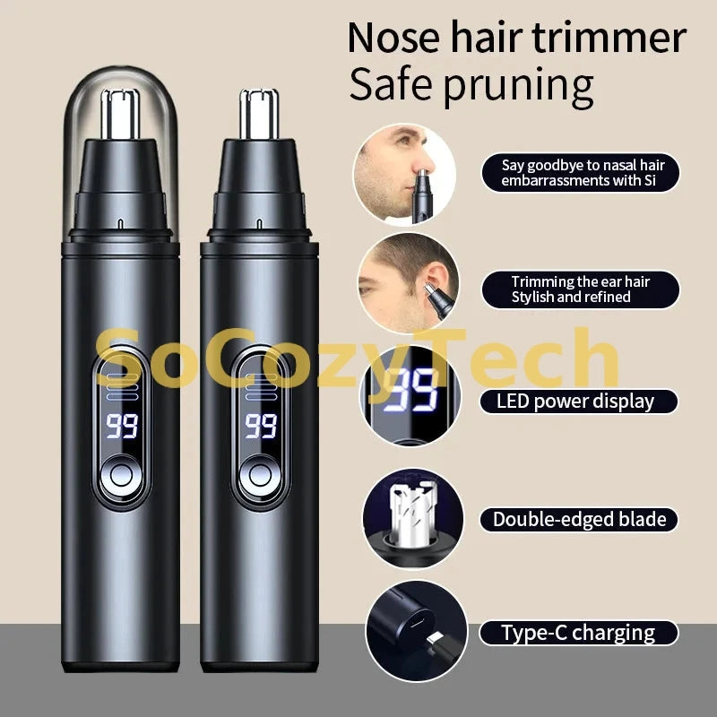 Mini Pocket Nose Hair Trimmer Painless Clipper Nose Ears Hair Eyebrow Waterproof Portable Trimmer For Men Women Socosytech