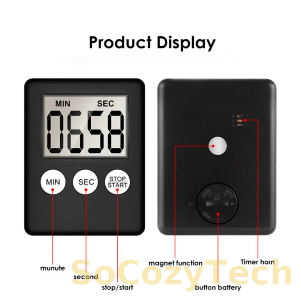 Minuteur Digital Ultra-Fin LCD – Aimanté, Cuisine Socosytech