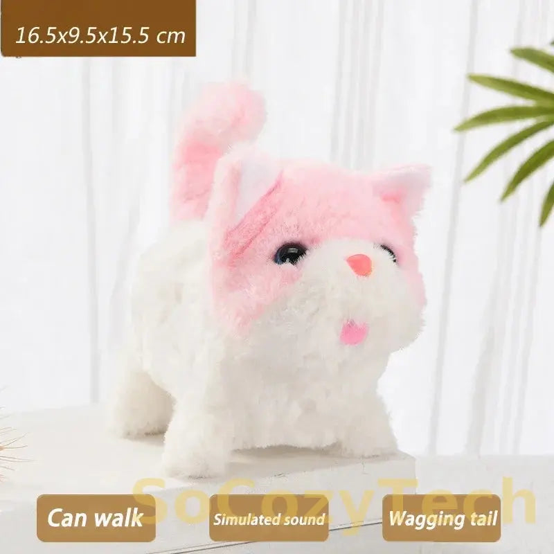New Electric Simulation Cat Plush Toy Walking Voice Shaking Head Nodding Wagging Tail Cat Pet Toy Children's Birthday Gift Socosytech