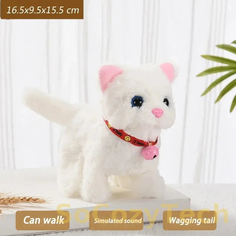 New Electric Simulation Cat Plush Toy Walking Voice Shaking Head Nodding Wagging Tail Cat Pet Toy Children's Birthday Gift Socosytech