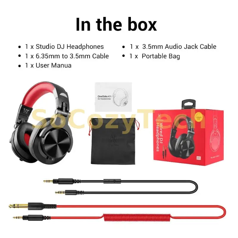 Oneodio A71 Wired Over Ear HiFi Headphones With Mic Studio DJ Headphone Professional Monitor Recording Mixing Headset For Gaming Socosytech
