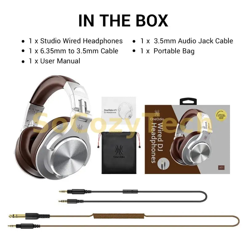 Oneodio A71 Wired Over Ear HiFi Headphones With Mic Studio DJ Headphone Professional Monitor Recording Mixing Headset For Gaming Socosytech