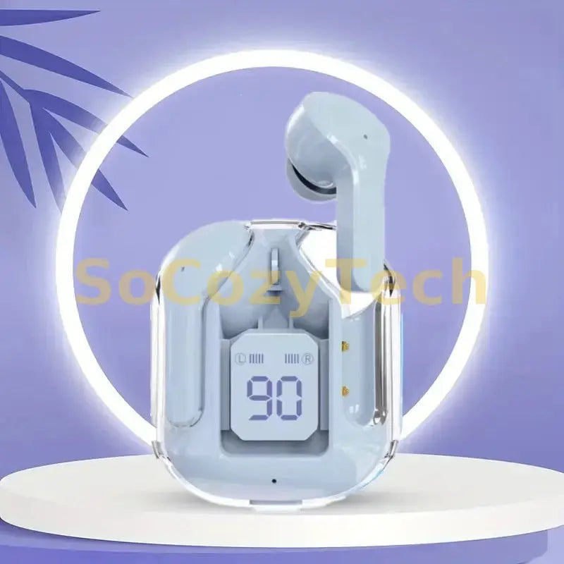 Original T2 Wireless Bluetooth Earphone Transparent HIFI Headphones LED Power Digital Display Stereo Sound Earphones for Xiaomi Socosytech