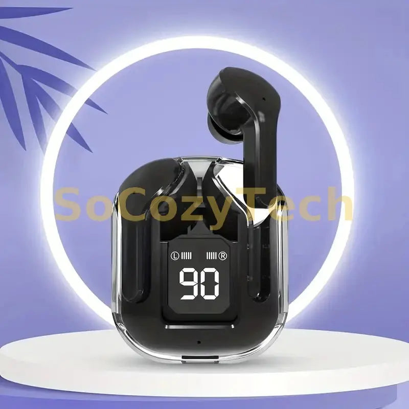 Original T2 Wireless Bluetooth Earphone Transparent HIFI Headphones LED Power Digital Display Stereo Sound Earphones for Xiaomi Socosytech