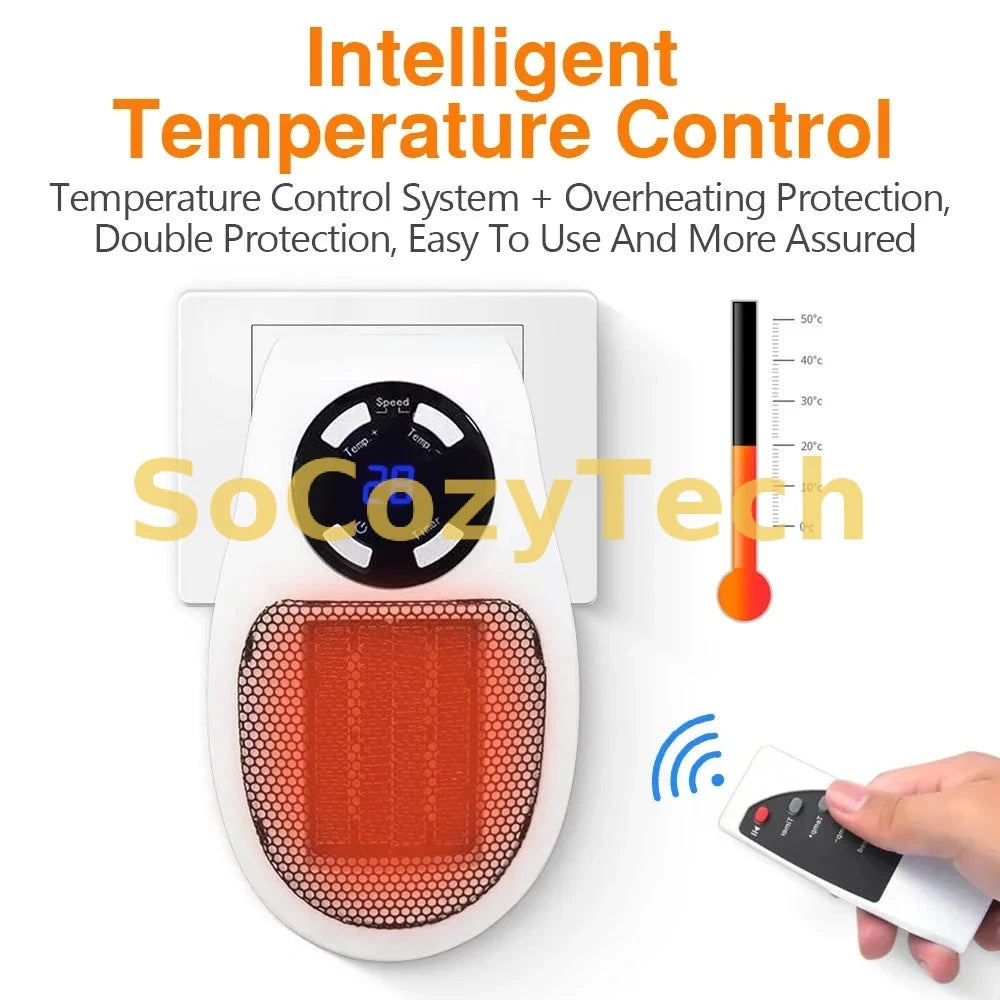 Plug In Electric Heater 500W Portable Room Heater Remote Control Mini Radiator Heating Stove Home Appliance Warmer Socosytech